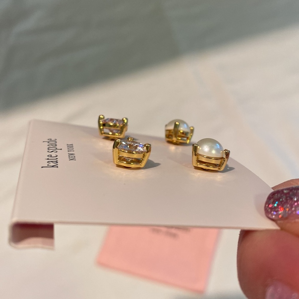 NWT Kate Spade “Rise and Shine” earrings with pink drawstring bag - Picture 9 of 13